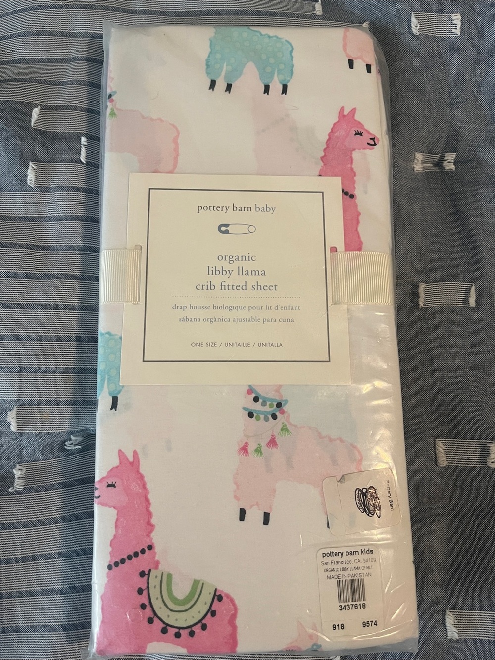 Pottery Barn Kids Llama Crib Sheet - Pink, Teal, Light Pink
